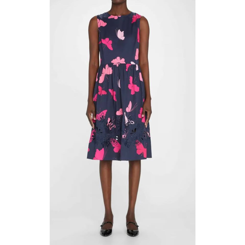 Carolina Herrera Butterfly eyelet embroidered midi dress‎ size 2 $1990